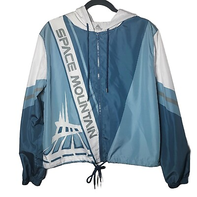 #ad Disney Parks Womens Space Mountain Full Zip Windbreaker Jacket Size Medium $28.35