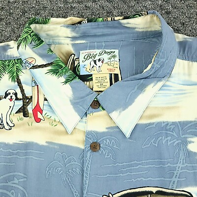 #ad Big Dogs Shirt Mens 4XL XXXL Blue Hawaiian Surf Beach Car Tropical Camp Cabana $32.99