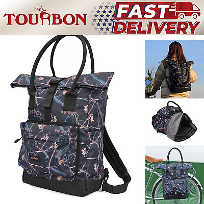 #ad #ad Tourbon Nylon Bike Pannier Rear Rack Bag Bicycle Backpack Rucksack Camo Daypack $71.99
