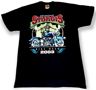 #ad Vtg 2003 STURGIS BIKE WEEK Double Sided Graphic T Shirt HARLEY Men#x27;s M EUC $17.99
