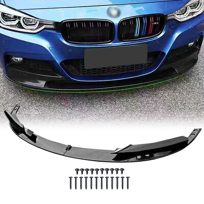 #ad #ad Fit For 2012 2018 BMW F30 3 Series M Sport Front Bumper Lip Spoiler Carbon Fiber $52.90