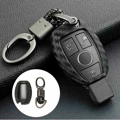 For Mercedes Benz Carbon Fiber Smart Car Key Case Cover Fob Holder Accessories $6.99