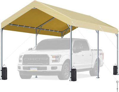 #ad FINFREE Carport 10x20 Heavy Duty Boat Cover Car Shelter Garage Adjustable Height $179.99