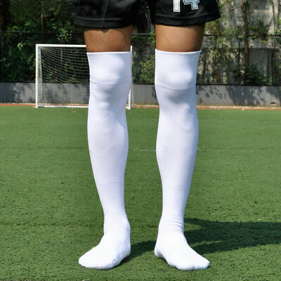 #ad Men Sports Football Soccer Long Socks Solid Knee High Bottom Non slip Socks US $5.59