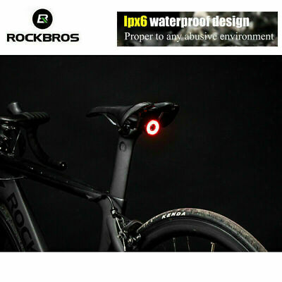 ROCKBROS Rear Bike Lights Tail Lights Smart Brake Sensor Taillight USB Rainproof $16.99