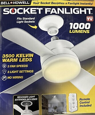 #ad Bell and Howell Socket Ceiling Fan Adjustable Ceiling Light 1000 Lumens $44.99
