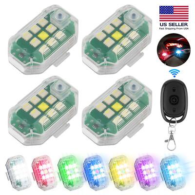 4xRechargeable Flashing Lights Wireless LED Strobe Light for Motorcycle Car Bike $22.59