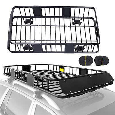#ad #ad 64quot; x 39quot; x 6quot; Rooftop Cargo Carrier Basket Rack Luggage Holder w Strap For Jeep $169.99