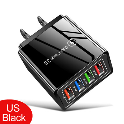 4 Port USB Home Wall Fast Charger QC 3.0 for Cell Phone iPhone Samsung Android $4.99