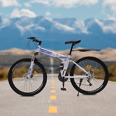 #ad 26quot; Folding Mountain Bike 21 Speed Men Bikes MTB Bicycle School Dual Disc Brake $189.53