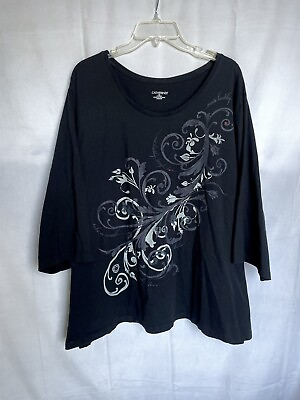 #ad CATHERINES Top 5x TShirt 5XL Short Sleeves Pullover Tee Black Knit $18.50