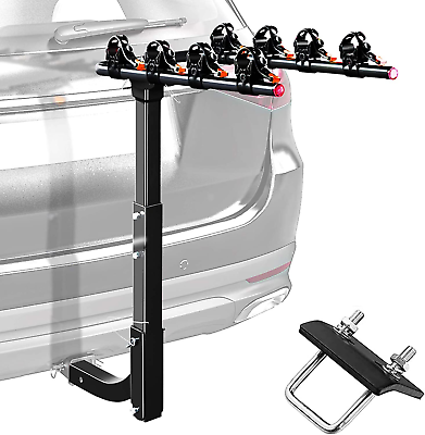 #ad 4 Bike Rack Hitch Mount Rack Heavy Duty Alloy Steel Bicycle Carrier with 2#x27;#x27; Hi $289.99