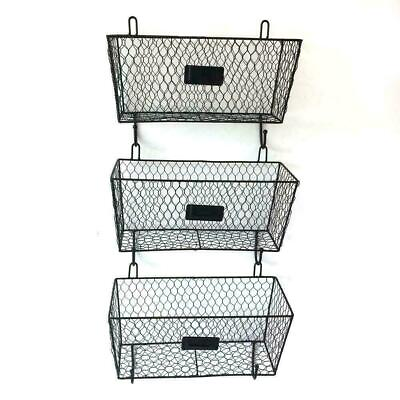 USA⭐Wall Mounted 3 Tier Metal Fruit Basket Kitchen Storage Rack Organizer Holder $28.94