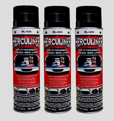 #ad 3 HERCULINER Black DIY Truck Bed Liner Coating Spray Tough Textured Polyurethane $54.99