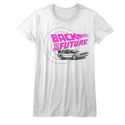 #ad Back to the Future DeLorean Car Target Women#x27;s T Shirt Pink Logo Top 80#x27;s Movie $29.50