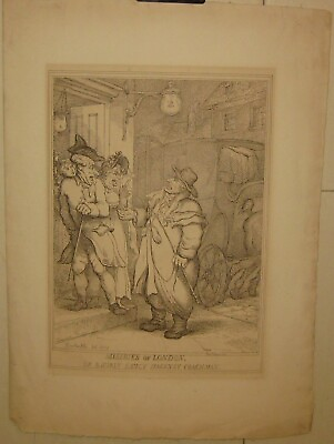 #ad Antique ROWLANDSON #x27;Miseries of London Surly Saucy Hackney Coachman#x27; Engraving $175.00