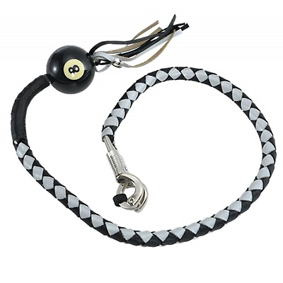 #ad 36quot; Leather Motorcycle Get Back Whip for Handlebar Biker with Ball Black Silver $29.92