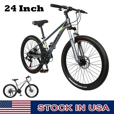 #ad 24in Carbon Steel Mountain Bike Women Cycling 21 Speed Mens Bikes Bicycle MTB $171.78