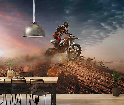 #ad 3D Extreme Sports Motorcycle Wallpaper Wall Murals Removable Wallpaper AU $249.99