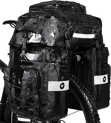 #ad 3 in 1 Bike Pannier Bag Bicycle Rear Rack Bag Waterproof Cycling Rear Seat Bag $53.99
