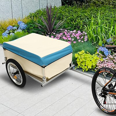 #ad Bicycle Trailer 50kg Load Transport Trailer Multiple Wheel Utility Cargo Trailer $114.00