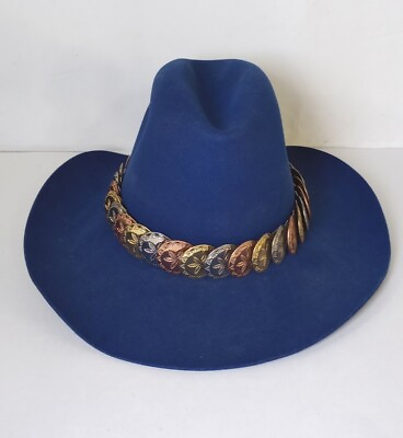 #ad AMERICAN HAT CO Maxi Felt Pure Wool Cowboy Hat Made in Houston TX Blue READ D $112.50