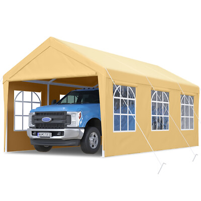 #ad Quictent Beige Heavy Duty Carport 10#x27;x20#x27; Outdoor Car Shelter Garage Shed Canopy $239.99