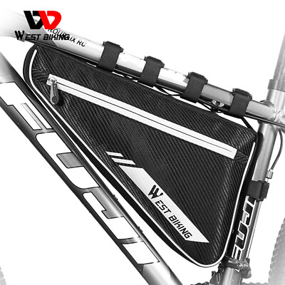 #ad WEST BIKING MTB Bike Bicycle Frame Bag Waterproof Cycling Triangle Bag Black $18.88