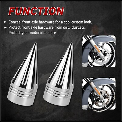 #ad Spike Front Axle Nut Covers Caps ‎Motorcycle For Harley Softail FXD Touring $27.09