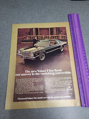 #ad 1977 vintage original print ad Plymouth Volare T Bar Roof Coupe $2.90