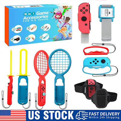 #ad 10 in 1 Sports Accessories Bundle Pack For Nintendo Switch Joy con Controller $12.99