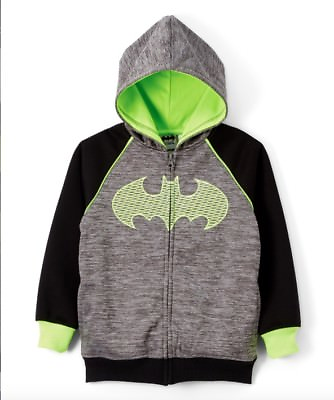 #ad Batman Kids DC Comics Full Zip Licensed Neon Green Hoodie Sz 8 NWT $45 $7.49