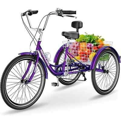 #ad 20quot; 24quot; 26quot; 7 Speed Adult Trike Tricycle 3 Wheel Bike w Basket for Shopping $309.00