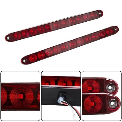 #ad Pair 16quot; Red Truck Trailer Light Bar 11 LED Stop Turn Tail Brake Lights Strip $14.99