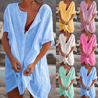#ad #ad Women Summer Swimwear Beachwear Bikini Beach Cover Up Shirt Tunic Tops Dress $13.19