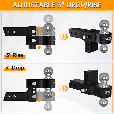 #ad Adjustable Ball Trailer Hitch Fits 2in Receiver Dual Ball Mount Hitch $256.79