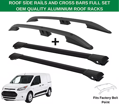 #ad Roof Side Rails And Cross Bars Alu Black For Ford Transit Connect LWB 2013 2024 $289.00