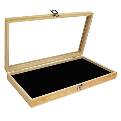 MOOCA Wooden Jewelry display case with Tempered Glass Top Lid $28.99