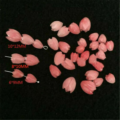 DIY Pink Flower 10Pcs Vintage Natural Coral Tulips Carved Loose Beads Gemstone C $5.79