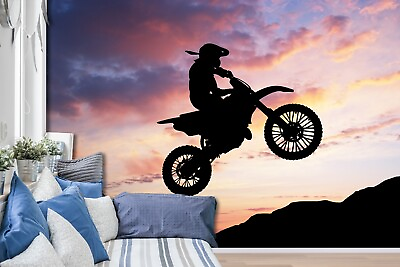 #ad #ad 3D Motorbike Person Mountain Self adhesive Removeable Wallpaper Wall Mural1 1154 $199.99