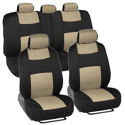 #ad Car Seat Covers for Subaru Outback 2 Tone Beige amp; Black w Split Bench $30.99
