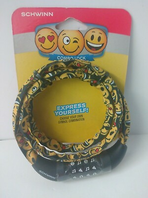 Schwinn Bike Combination Lock Express Yourself Black Yellow Emoji $6.59
