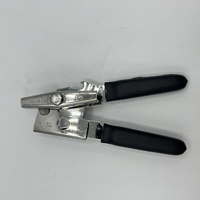 Swing Away Can Opener Manual Black Grip Handle Made in USA Hand Held Vntage READ $9.95