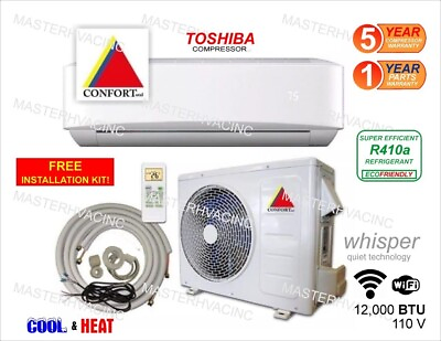#ad 12000 BTU Ductless Air Conditioner Heat Pump Mini Split 110V 1 Ton W kit WiFi $498.00