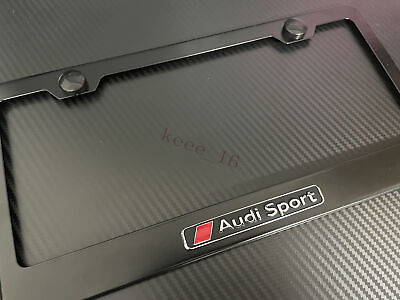 #ad 1x Audi Sport 3D Emblem BLACK Stainless License Plate Frame RUST FREE $21.84