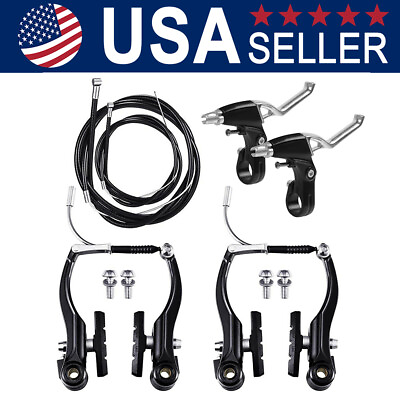 #ad Complete Front and Rear Mountain Bike V Brake Set Inner and Outer Cables Caliper $16.02