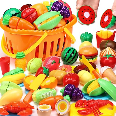 #ad 88PCS Cutting Play Food Sets for Kids Pretend Play Kitchen Toys Accessories wit $16.00