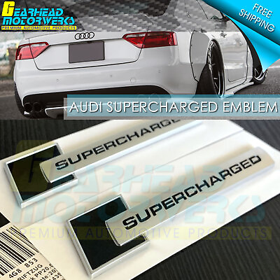 #ad #ad Audi SuperCharged Emblem 3D Black Silver Badge Side Fender A4 S4 A5 A6 A7 A8 OEM $16.99