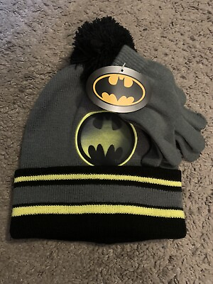 #ad DC Comics Hat Glove Set Winter Weather Gear Batman Kids Cold Beanie New $11.99