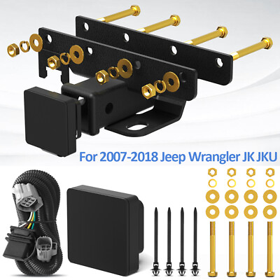 #ad #ad Steel 2quot; Rear Tow Trailer Hitch Receiver w Harness for 2007 18 Jeep Wrangler JK $39.99
